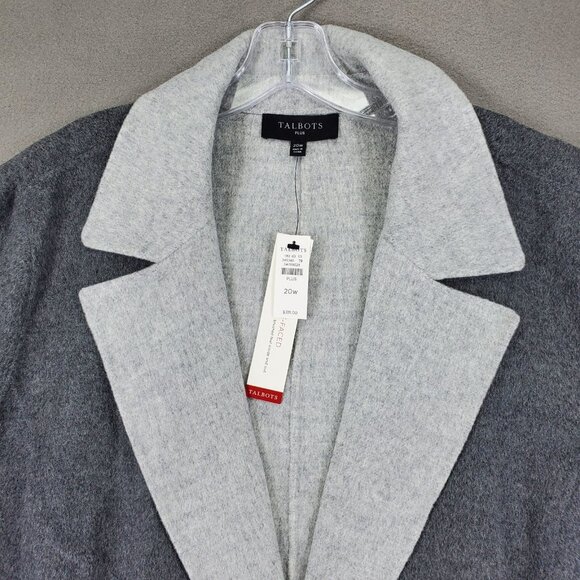 New Talbots Beautiful Soft Gray Wool Double Faced Flannel Coat 20W 2X Jacket - Picture 2 of 6